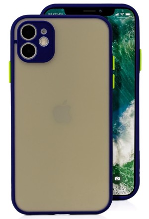 Накладка пластиковая матовая для Apple iPhone 11 с силиконовой окантовкой синяя