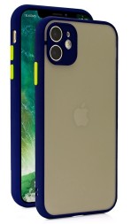 Накладка пластиковая матовая для Apple iPhone 11 с силиконовой окантовкой синяя