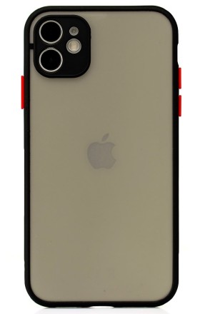 Накладка пластиковая матовая для Apple iPhone 11 с силиконовой окантовкой чёрная