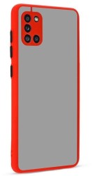 Накладка пластиковая матовая для Samsung Galaxy A31 A315 с силиконовой окантовкой красная