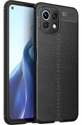 Накладка силиконовая для Xiaomi Mi 11 Lite / Xiaomi 11 Lite 5G NE под кожу чёрная