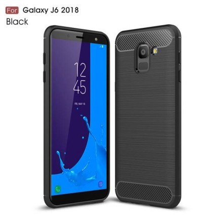 Накладка силиконовая для Samsung Galaxy J6 (2018) J600 карбон сталь черная