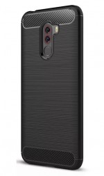 Накладка силиконовая для Xiaomi Pocophone F1 (Poco F1) карбон сталь чёрная
