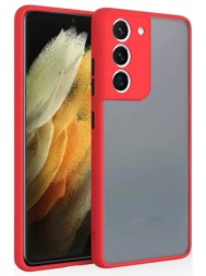 Накладка пластиковая матовая для Samsung Galaxy S22 Plus S906 с силиконовой окантовкой красная