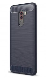 Накладка силиконовая для Xiaomi Pocophone F1 (Poco F1) карбон сталь синяя