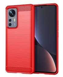 Накладка силиконовая для Xiaomi 12 / 12X / 12S карбон сталь красная