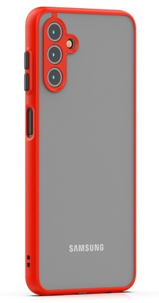 Накладка пластиковая матовая для Samsung Galaxy A14 A145 с силиконовой окантовкой красная