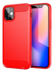 Накладка силиконовая для Apple iPhone 11 карбон сталь красная