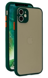 Накладка пластиковая матовая для Apple iPhone 11 с силиконовой окантовкой тёмно-зелёная