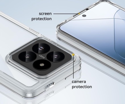 Накладка пластиковая для Xiaomi 14 Pro с силиконовой окантовкой прозрачная