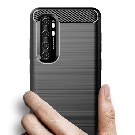 Накладка силиконовая для Xiaomi Mi Note 10 Lite карбон сталь черная