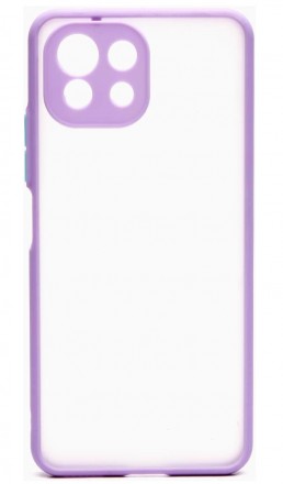 Накладка пластиковая матовая для Xiaomi Mi 11 Lite / ​Xiaomi 11 Lite 5G NE с силиконовой окантовкой сиреневая