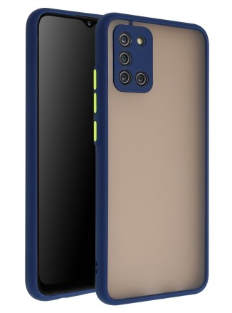Накладка пластиковая матовая для Samsung Galaxy A31 A315 с силиконовой окантовкой синяя