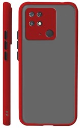 Накладка пластиковая матовая для Xiaomi Redmi 10C / Poco C40 с силиконовой окантовкой красная