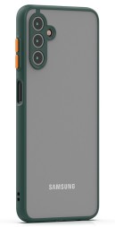 Накладка пластиковая матовая для Samsung Galaxy A14 A145 с силиконовой окантовкой зелёная