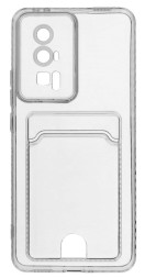 Накладка силиконовая Clear Case для Poco F5 Pro кардхолдером прозрачная