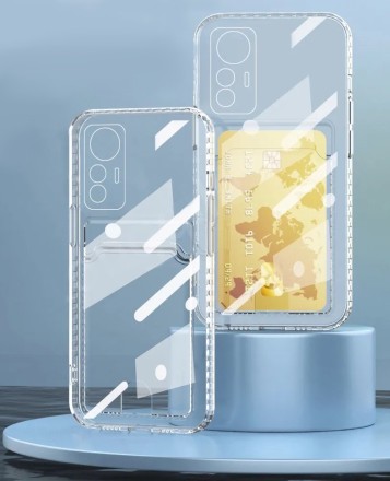 Накладка силиконовая Clear Case для Xiaomi 12 / Xiaomi 12X / Xiaomi 12S с кардхолдером прозрачная