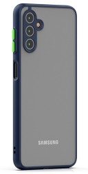 Накладка пластиковая матовая для Samsung Galaxy A14 A145 с силиконовой окантовкой синяя