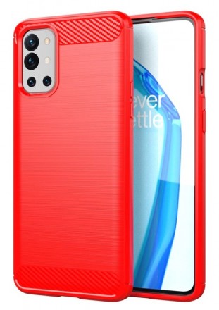 Накладка силиконовая для OnePlus 9R / OnePlus 8T карбон сталь красная