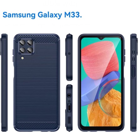 Накладка силиконовая для Samsung Galaxy M33 5G M336 карбон сталь синяя
