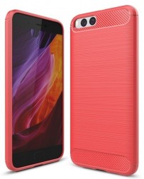 Накладка силиконовая для Xiaomi Mi 6 карбон сталь красная