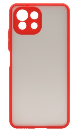 Накладка пластиковая матовая для Xiaomi Mi 11 Lite / Xiaomi 11 Lite 5G NE с силиконовой окантовкой красная