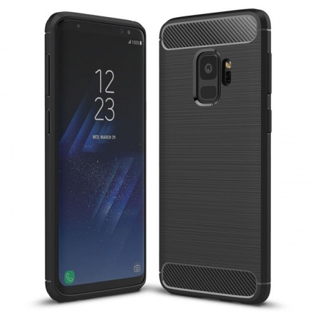Накладка силиконовая для Samsung Galaxy S9 G960 карбон сталь черная
