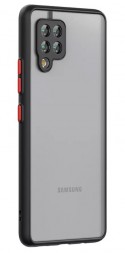 Накладка пластиковая матовая для Samsung Galaxy A12 A125/M12 с силиконовой окантовкой чёрный