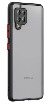 Накладка пластиковая матовая для Samsung Galaxy A12 A125 / Samsung Galaxy M12 с силиконовой окантовкой чёрный