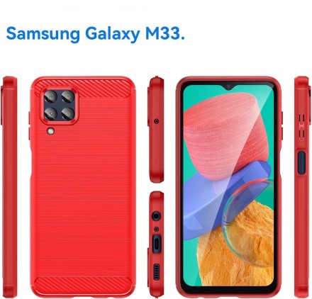Накладка силиконовая для Samsung Galaxy M33 5G M336 карбон сталь красная