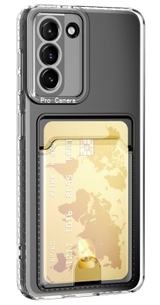 Накладка силиконовая Clear Case для Samsung Galaxy S21 FE G990 с отделением для карт прозрачная