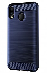 Накладка силиконовая для Samsung Galaxy M20 M205 карбон сталь синяя