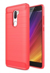 Накладка силиконовая для Xiaomi Mi 5S Plus (5.7&quot;) карбон и сталь красная