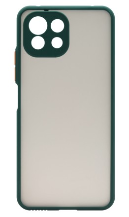 Накладка пластиковая матовая для Xiaomi Mi 11 Lite / Xiaomi 11 Lite 5G NE с силиконовой окантовкой зеленая
