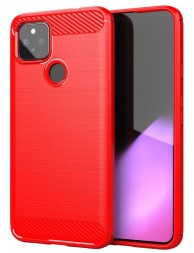 Накладка силиконовая для Google Pixel 5a 5G карбон сталь красная