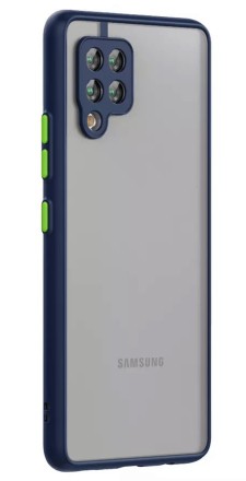 Накладка пластиковая матовая для Samsung Galaxy A12 A125 / Samsung Galaxy M12 с силиконовой окантовкой синяя