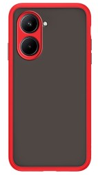 Накладка пластиковая матовая для Realme C33 с силиконовой окантовкой красная
