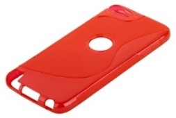 Накладка силиконовая для iPod touch 5 с отверстием под яблоко красная
