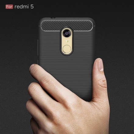 Накладка силиконовая для Xiaomi Redmi 5 карбон сталь черная