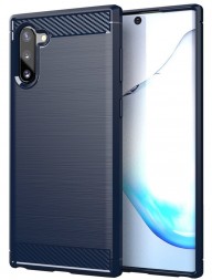 Накладка силиконовая для Samsung Galaxy Note 10 N970 карбон и сталь синяя