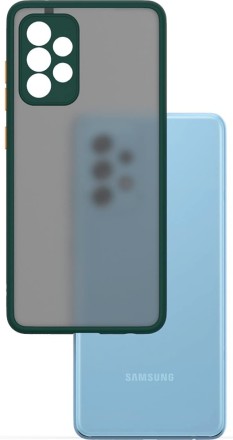 Накладка пластиковая матовая для Samsung Galaxy A53 5G A536 с силиконовой окантовкой тёмно-зелёная