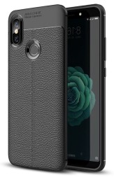 Накладка силиконовая для Xiaomi Mi A2 / Xiaomi 6X под кожу черная