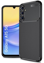 Накладка силиконовая для Samsung Galaxy A15 под карбон чёрная
