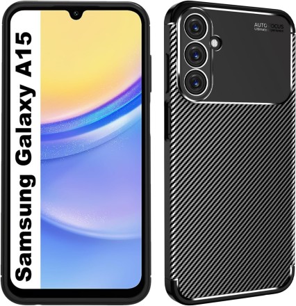 Накладка силиконовая для Samsung Galaxy A15 под карбон чёрная