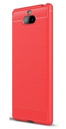 Накладка силиконовая для Sony Xperia 10 / XA3 карбон сталь красная
