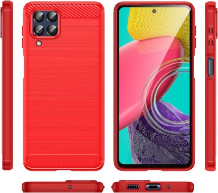 Накладка силиконовая для Samsung Galaxy M53 5G M536 карбон сталь красная