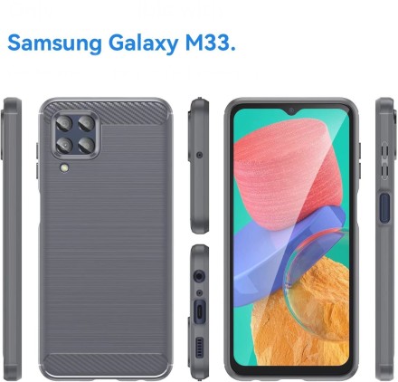 Накладка силиконовая для Samsung Galaxy M33 5G M336 карбон сталь серая