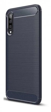 Накладка силиконовая для Samsung Galaxy A50 A505 / Samsung Galaxy A30s карбон сталь синяя