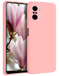Накладка силиконовая Silicone Cover для Poco F3 / Xiaomi Mi 11i розовая
