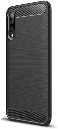 Накладка силиконовая для Samsung Galaxy A50 A505 / Samsung Galaxy A30s карбон сталь черная